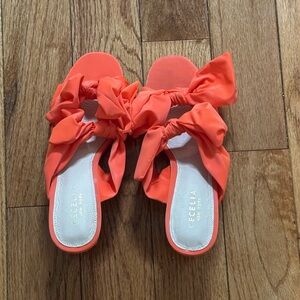 Cecelia New York Women's Orange Bow Sandals